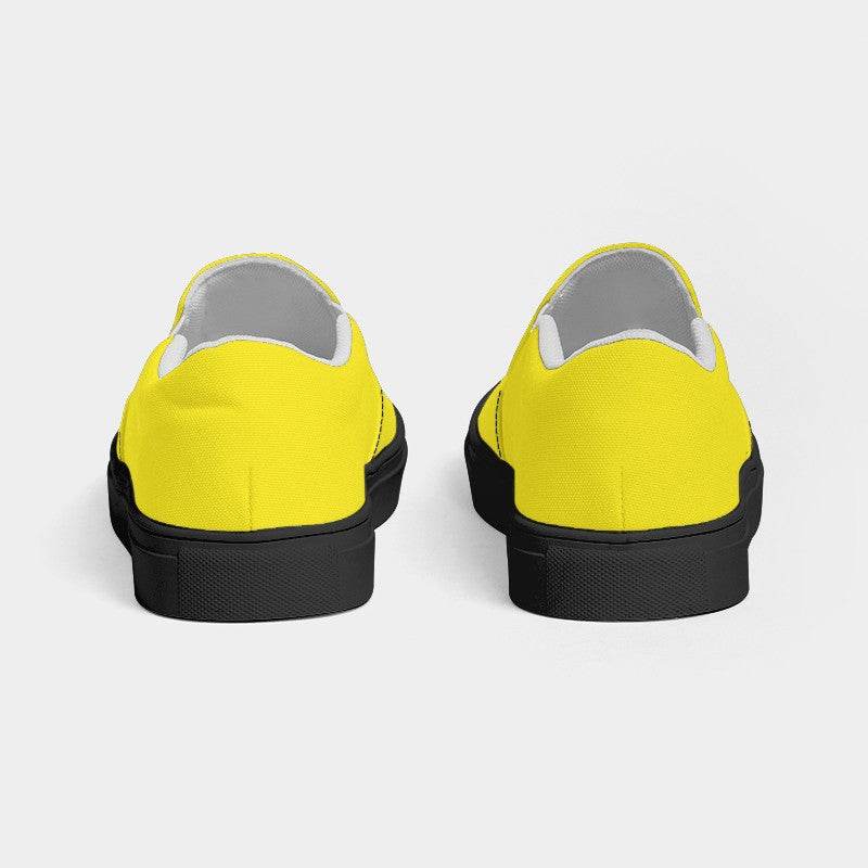 Neon Yellow Men's Slip-On Canvas Sneakers (LY2-BR-ME) - Back