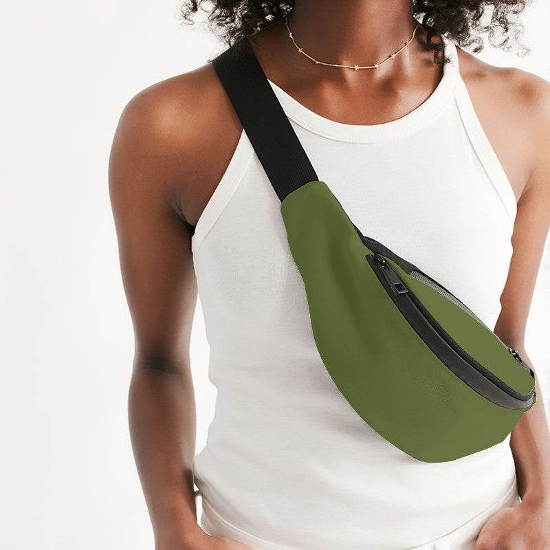 Olive Green Belt Bag (L-MU-DA) - Woman Front CloseUp