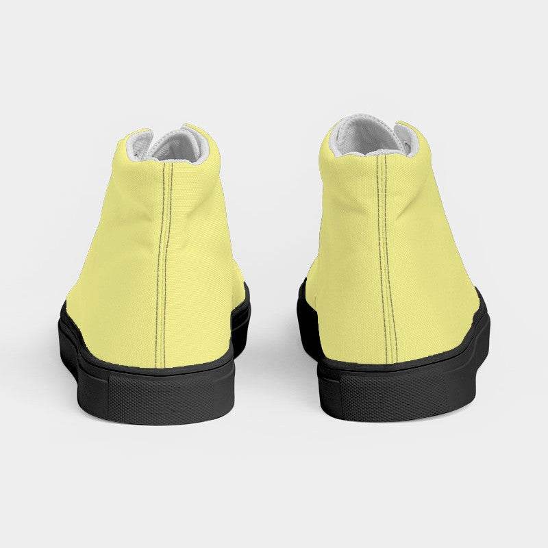 Pastel Yellow Women's High-Top Canvas Sneakers (LY2-ME-LI) - Back