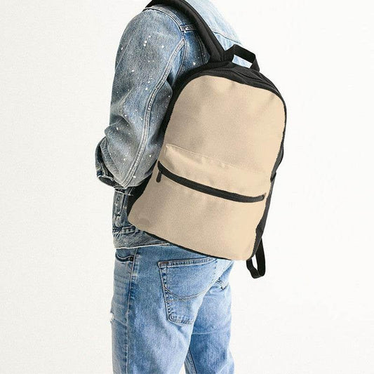 Sandy Beige Canvas Backpack (YO2-FM-LI) - Man Back CloseUp
