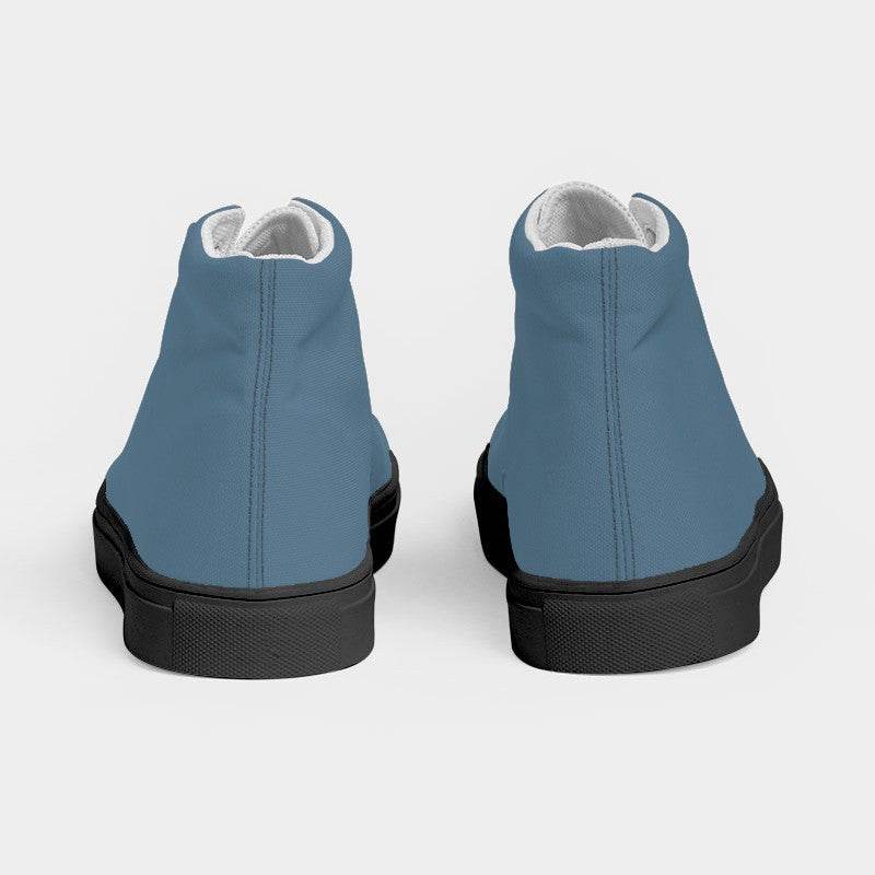 Slate Blue Women's High-Top Canvas Sneakers (B-FM-ME) - Back
