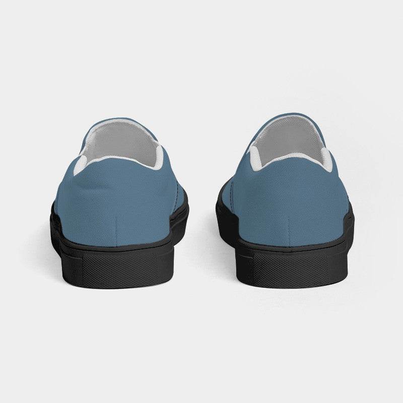 Slate Blue Women's Slip-On Canvas Sneakers (B-FM-ME) - Back