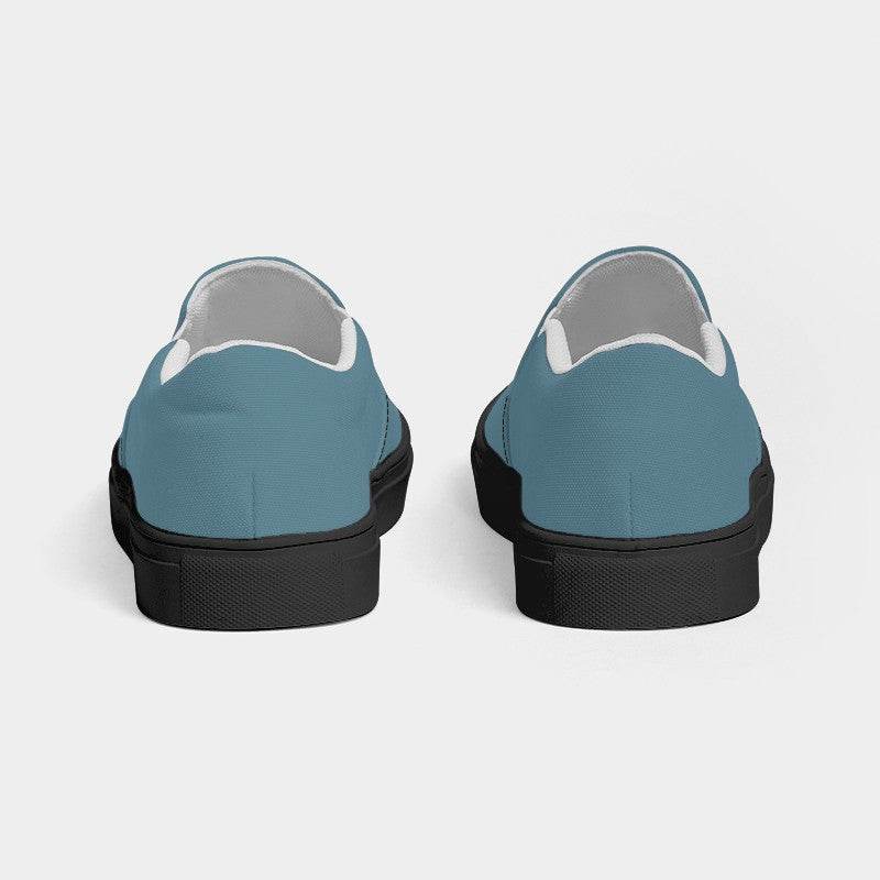 Smoke Gray Women's Slip-On Canvas Sneakers (BC2-FM-ME) - Back