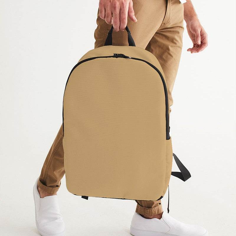 Tan Waterproof Backpack (YO2-MU-ML) - Man Holding CloseUp