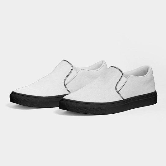 White Women's Slip-On Canvas Sneakers (N-FN-WH) - Side 3