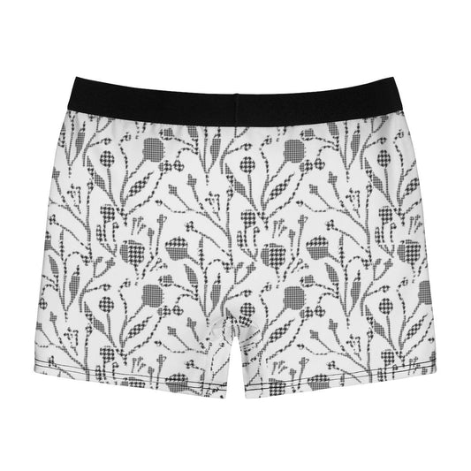 Classic Houndstooth And Floral Black And White Boxer Briefs - Qolord