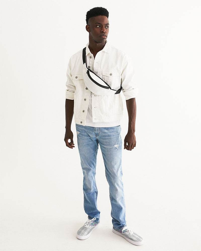 Light Blue Striped Ethnic | Men's | Canvas Sneakers - Qolord