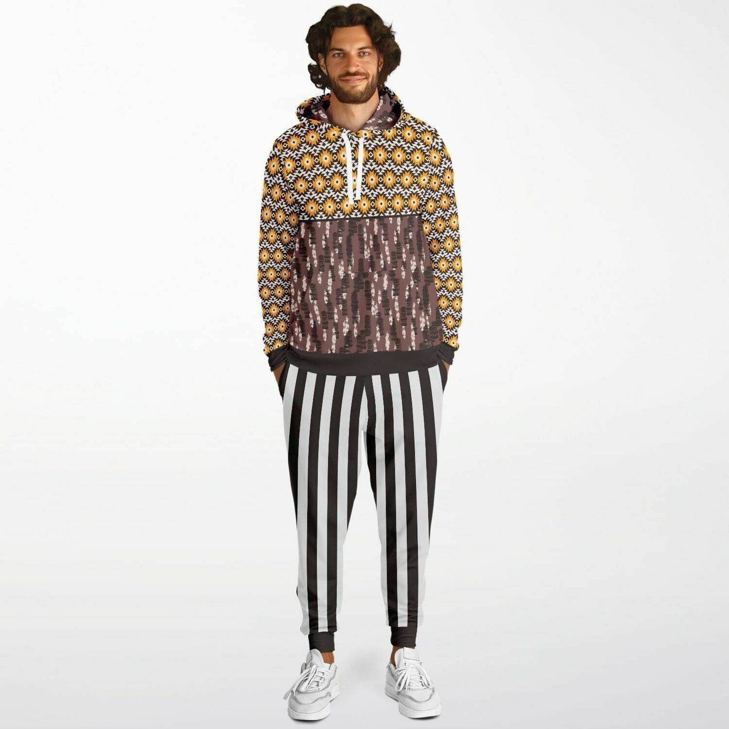 Brown Striped Classy Joggers | Unisex - Qolord