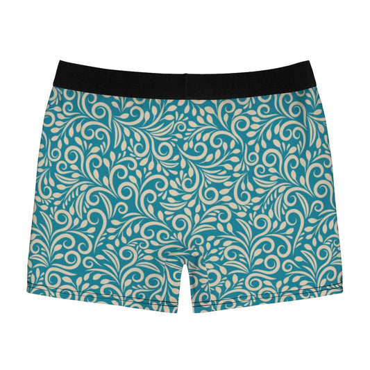 Teal Retro Floral Boxer Briefs - Qolord