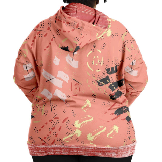 Abstract Salmon Hand Drawn Memphis Hoodie PLUS | Unisex - Qolord