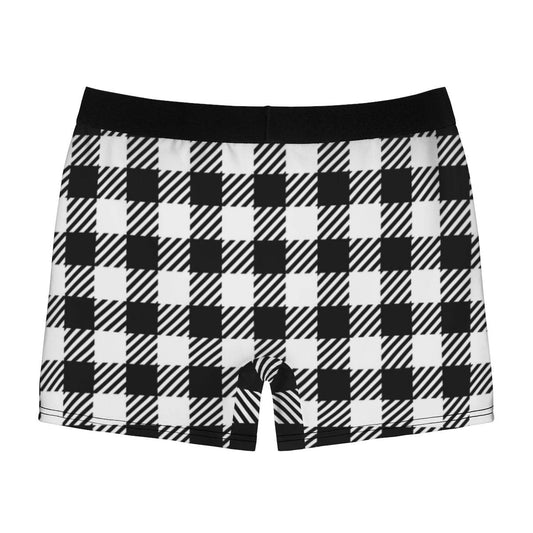 Classic Black And White Striped Checker Boxer Briefs - Qolord