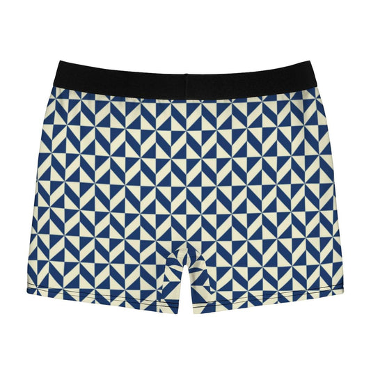 Classic Dark Blue And Beige Triangle Line Boxer Briefs - Qolord