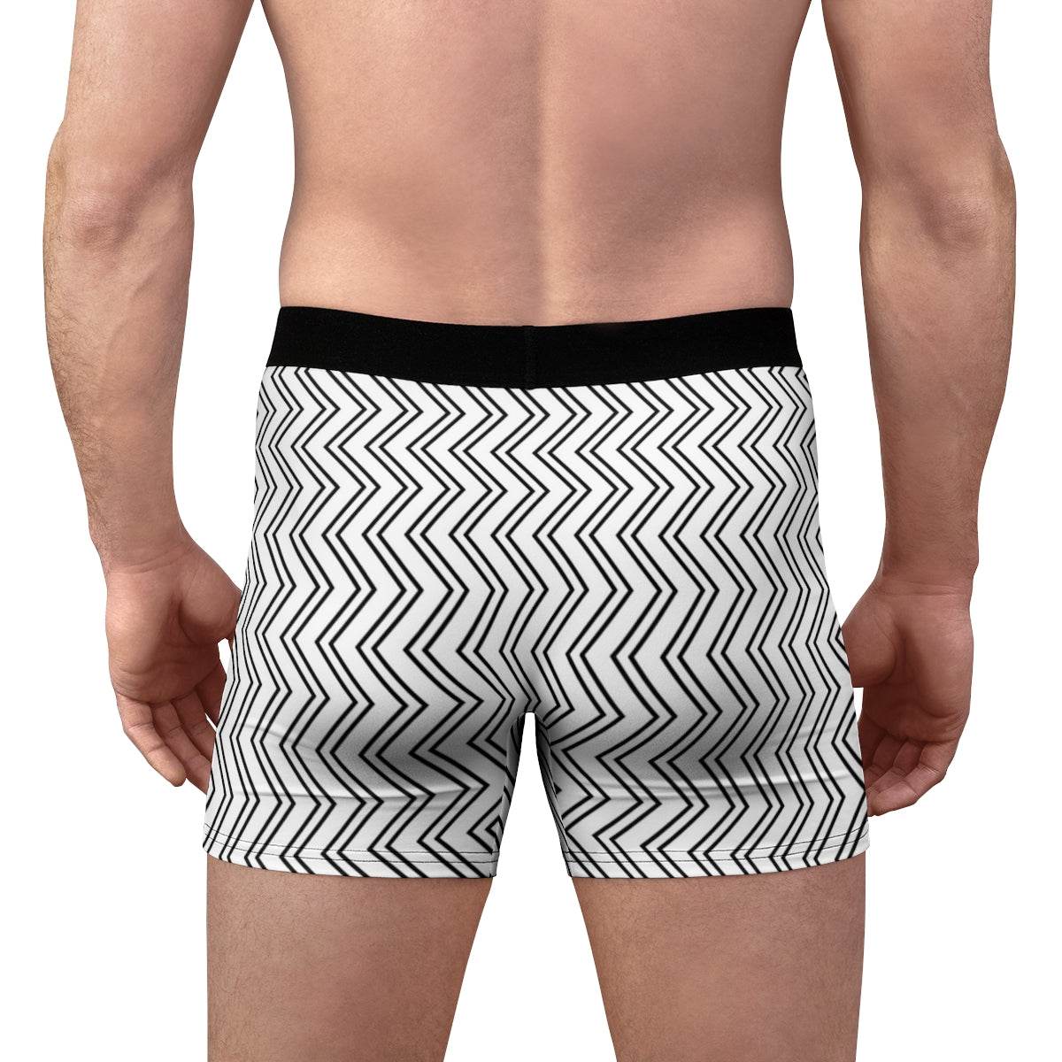 Classic Double Zigzag Black And White Boxer Briefs - Qolord