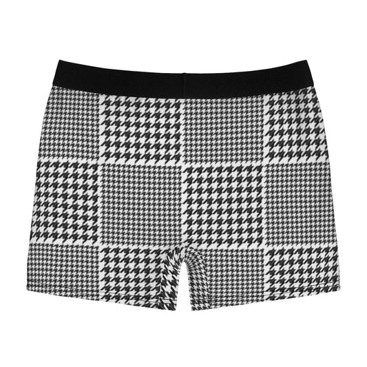 Classic Houndstooth Black And White Squared Boxer Briefs - Qolord
