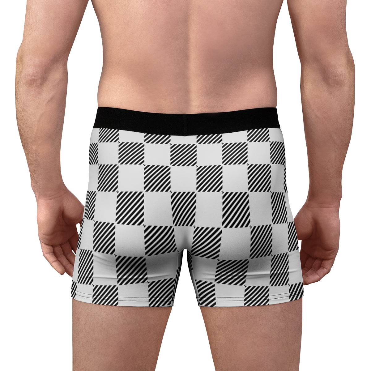 Classic Striped Gray Checker Boxer Briefs - Qolord