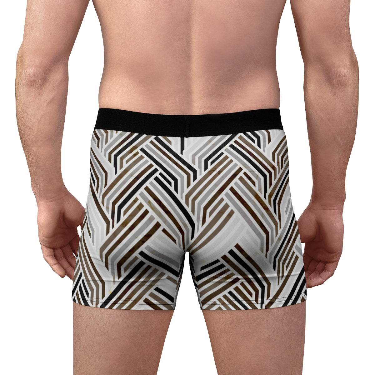 Geometric Beige Stone Vibe Line Boxer Briefs - Qolord