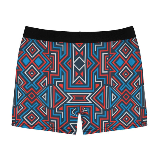 Geometric Blue_red And White Irregular Line Ornament Boxer Briefs - Qolord