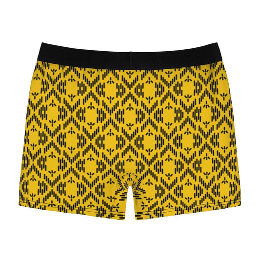 Geomteric Black And Yellow Line Ornament Boxer Briefs - Qolord