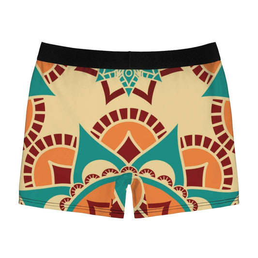 Mandala Bright Orange Beige And Teal Ornament Boxer Briefs - Qolord