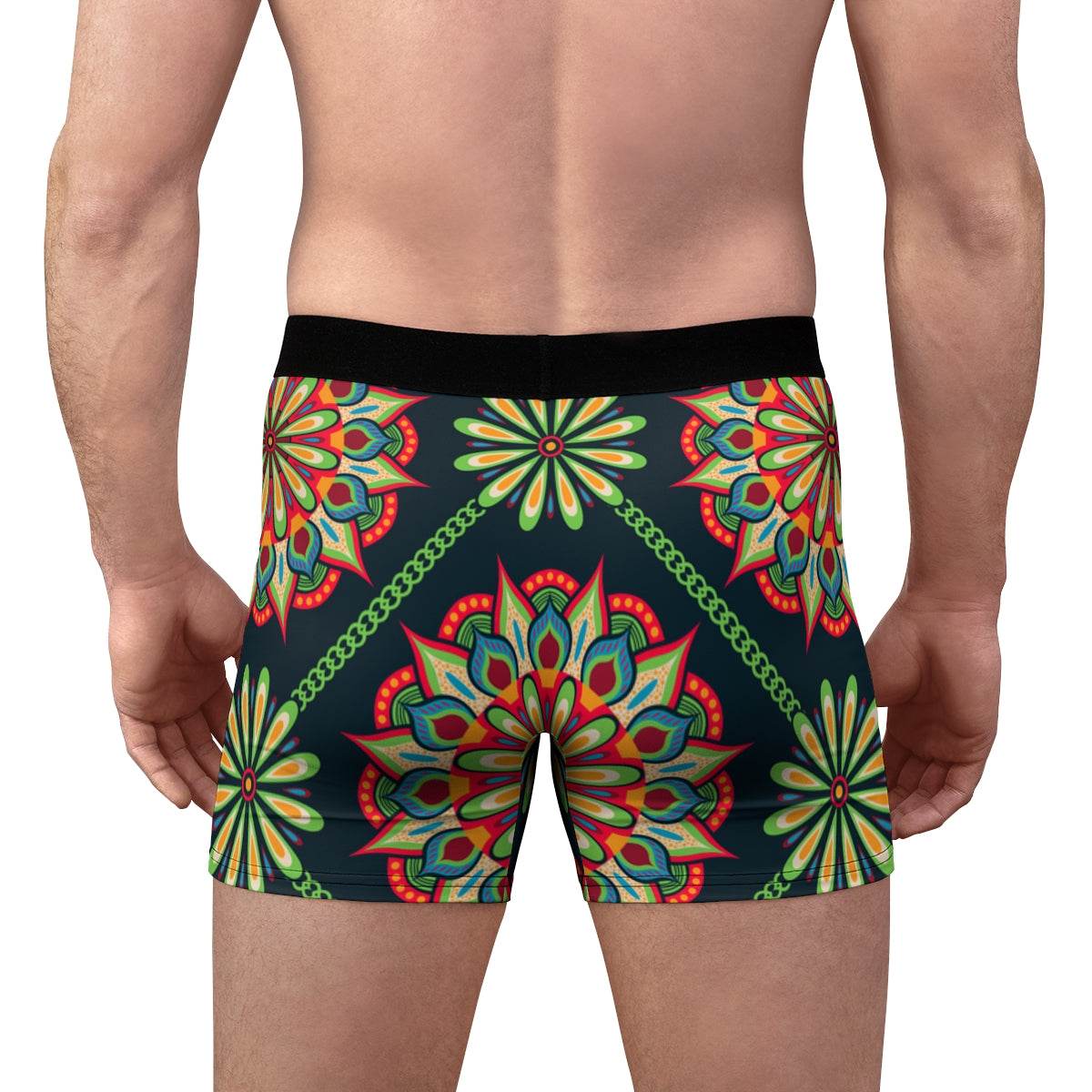 Mandala Green And Orange Ornament Boxer Briefs - Qolord