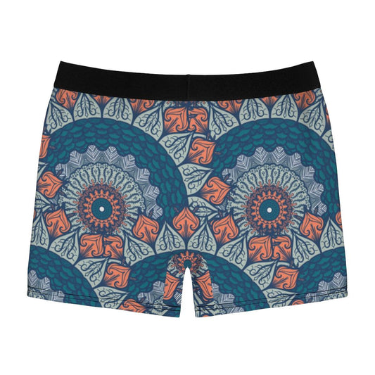 Positive Mind Vibes Life Blue Orange Mandala Boxer Briefs - Qolord