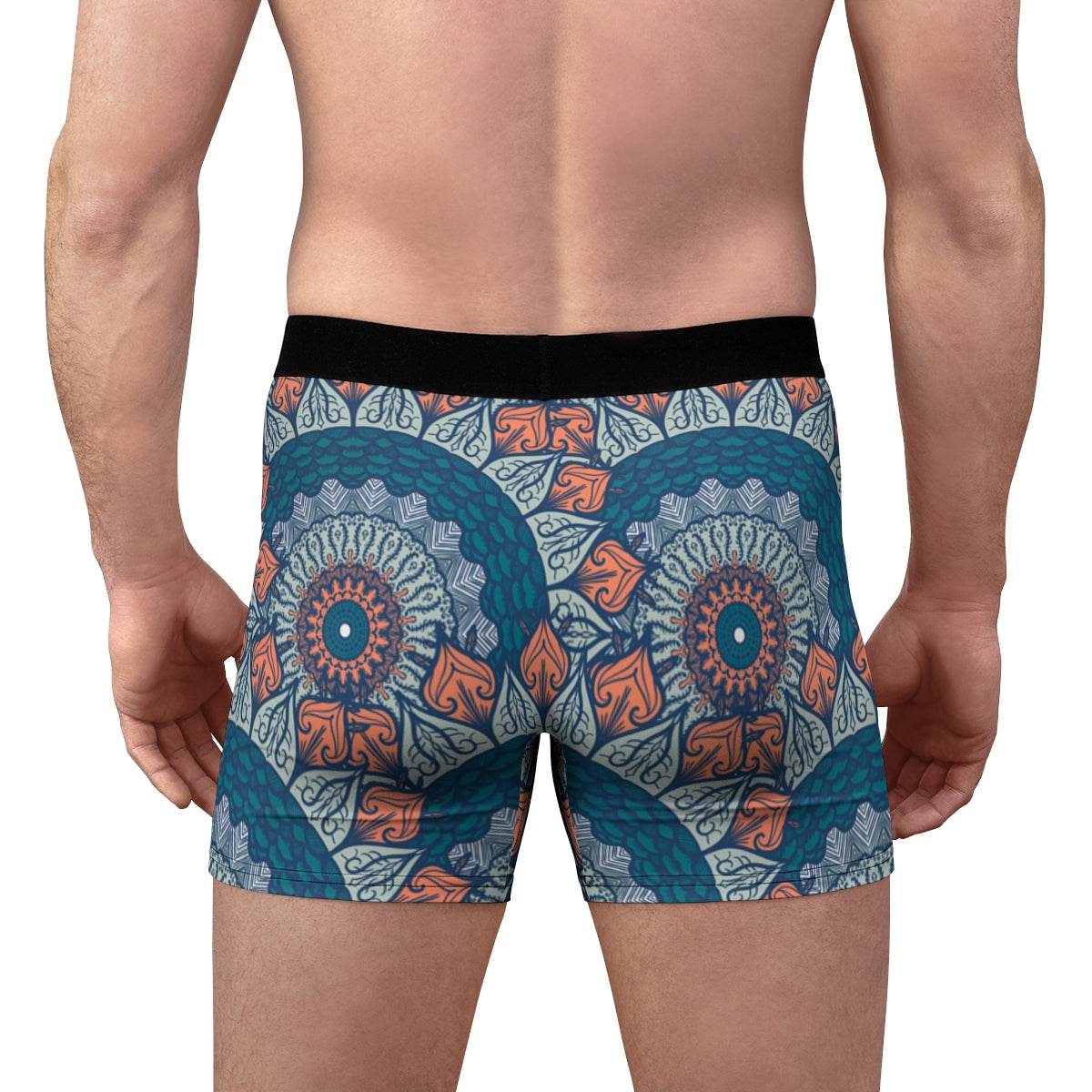 Positive Mind Vibes Life Blue Orange Mandala Boxer Briefs - Qolord