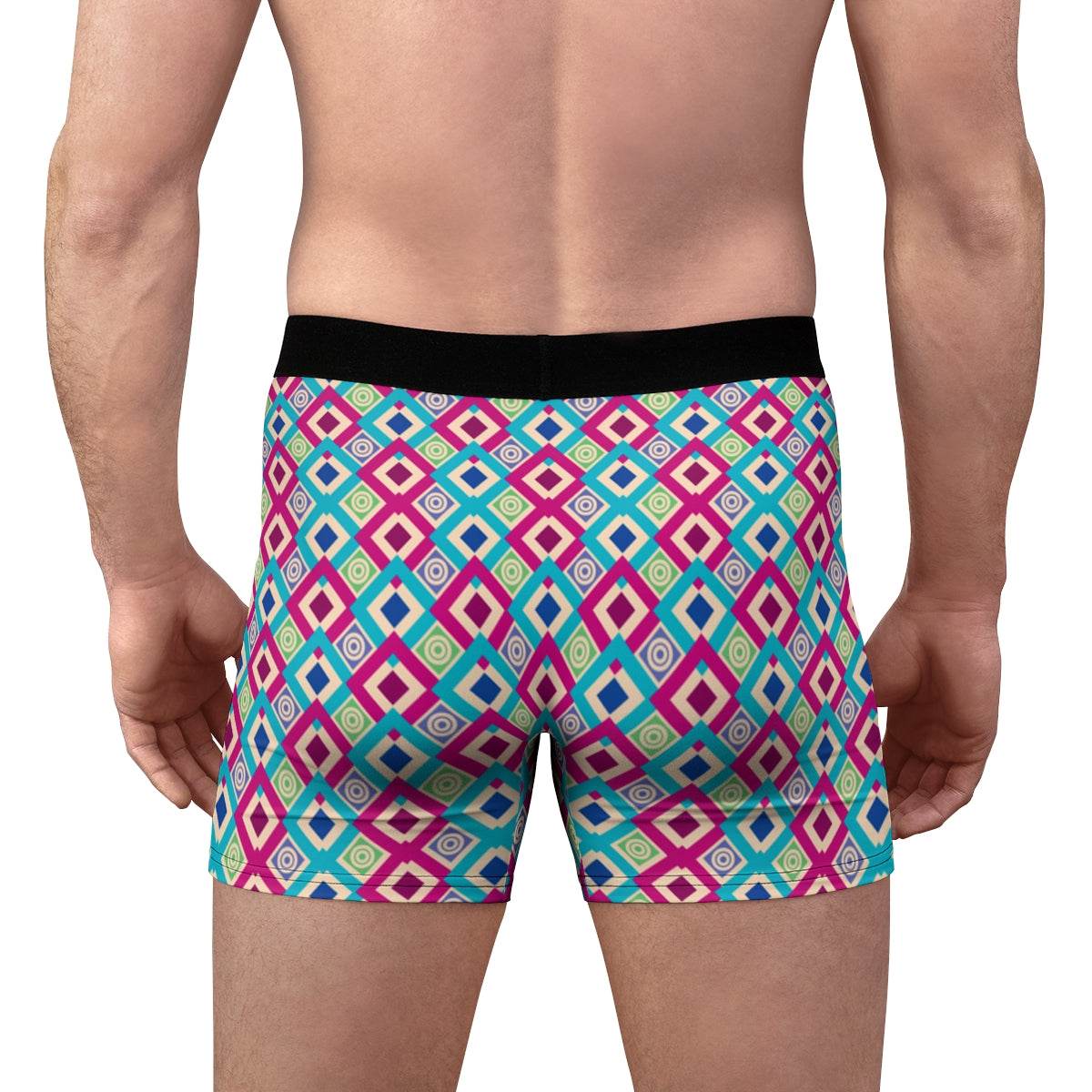 Retro Geometric Random Color Square Boxer Briefs - Qolord