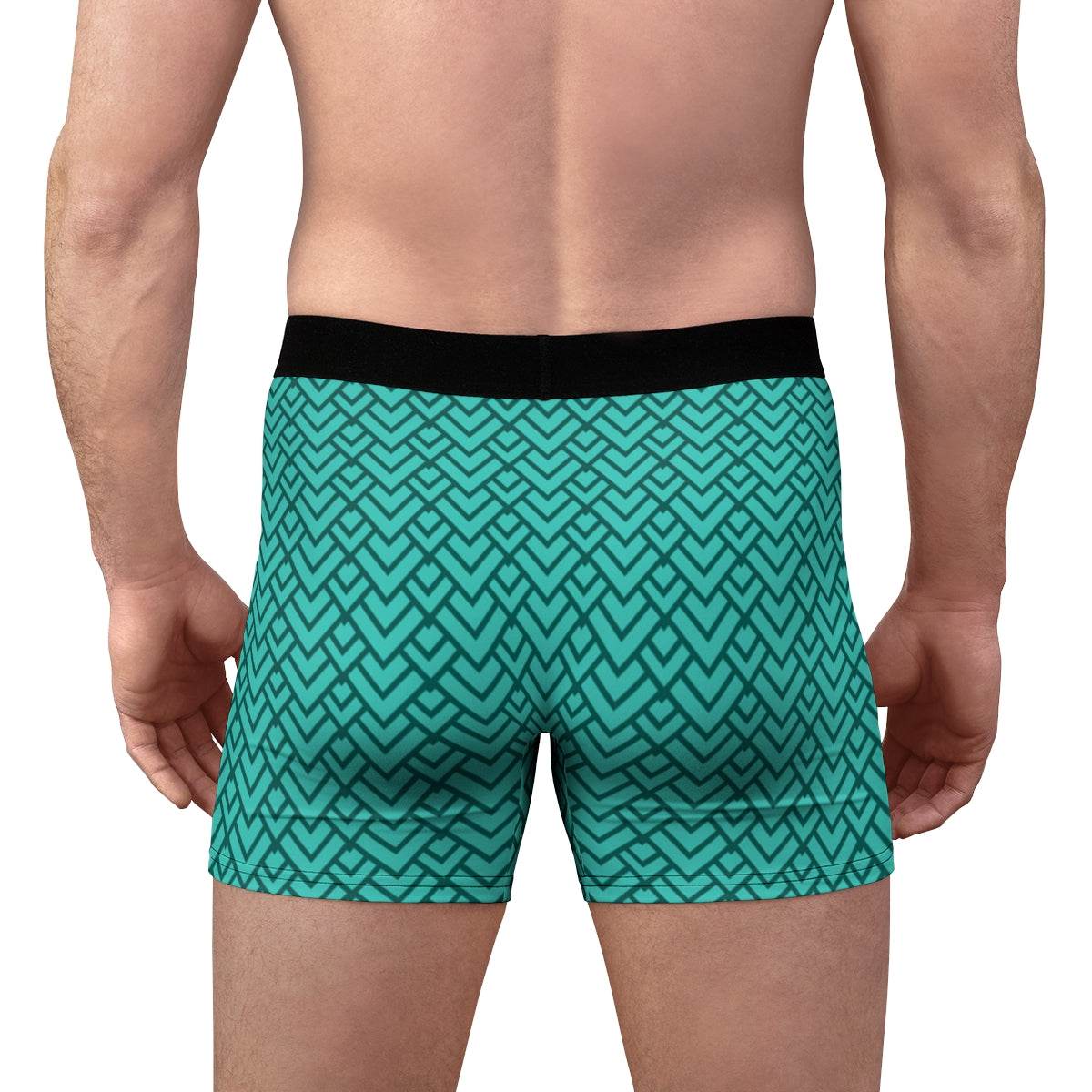 Retro Geomteric Green Half Square Boxer Briefs - Qolord