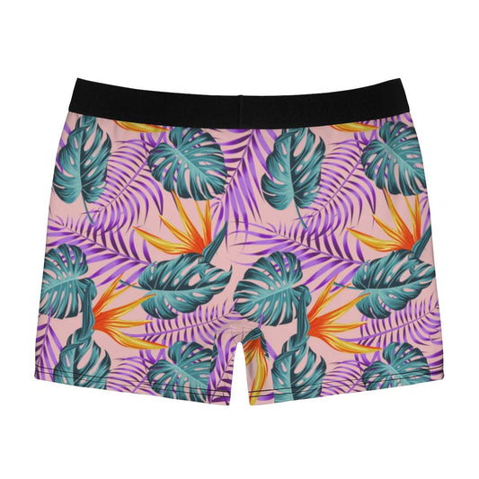 Tropical Purple Pink And Green Leave Boxer Briefs