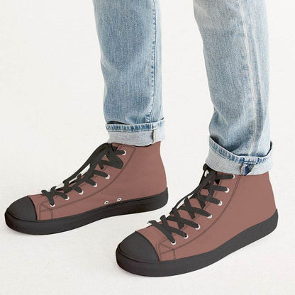 Almond Blush Men's High-Top Canvas Sneakers (R-FM-ME) - Man CloseUp
