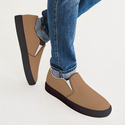 Almond Men's Slip-On Canvas Sneakers (O-MU-ME) - Man CloseUp