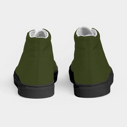 Army Green Men's High-Top Canvas Sneakers (L-FM-DA) - Back