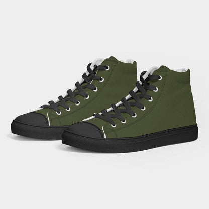 Army Green Men's High-Top Canvas Sneakers (L-FM-DA) - Side 3