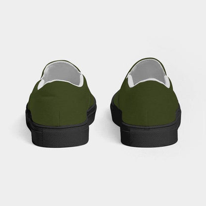 Army Green Men's Slip-On Canvas Sneakers (L-FM-DA) - Back