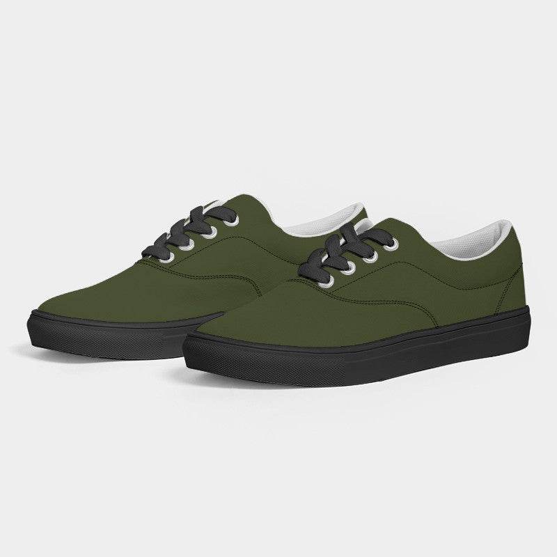 Army Green Women's Canvas Sneakers (L-FM-DA) - Side 3