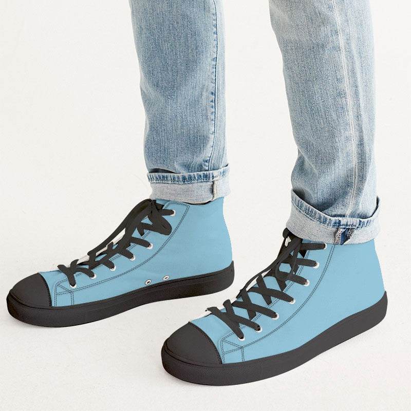 Baby Blue Men's High-Top Canvas Sneakers (BC2-MU-LG) - Man CloseUp