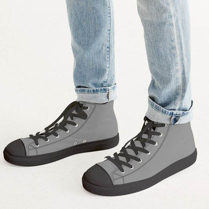 Battleship Gray Men's High-Top Canvas Sneakers (N-FN-ML) - Man CloseUp