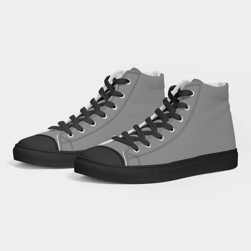Battleship Gray Men's High-Top Canvas Sneakers (N-FN-ML) - Side 3