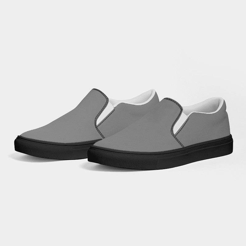 Battleship Gray Men's Slip-On Canvas Sneakers (N-FN-ML) - Side 3