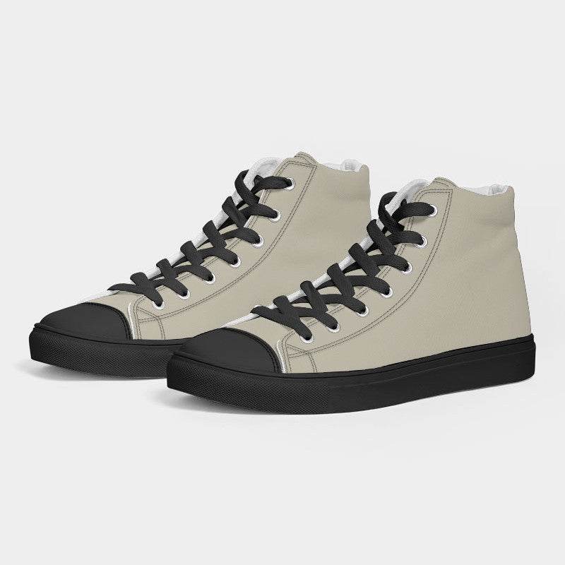 Beige Men's High-Top Canvas Sneakers (Y-NE-LG) - Side 3