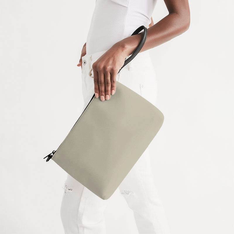 Beige Zip Pouch (Y-NE-LG) - Side Holding