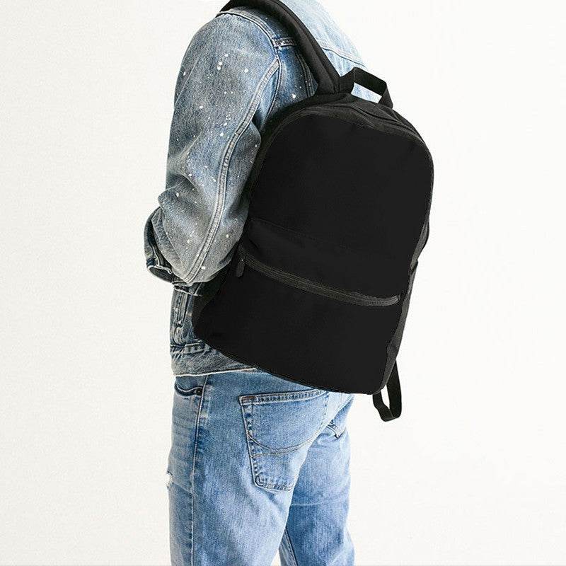 Black Canvas Backpack (N-FN-BL) - Man Back CloseUp