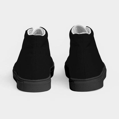 Black Men's High-Top Canvas Sneakers (N-FN-BL) - Back