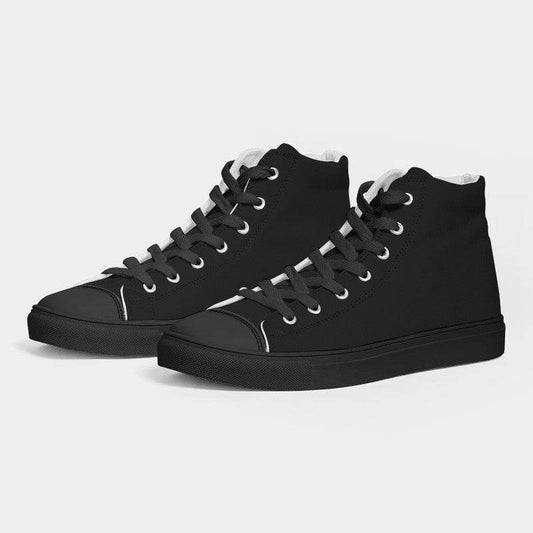 Black Men's High-Top Canvas Sneakers (N-FN-BL) - Side 3