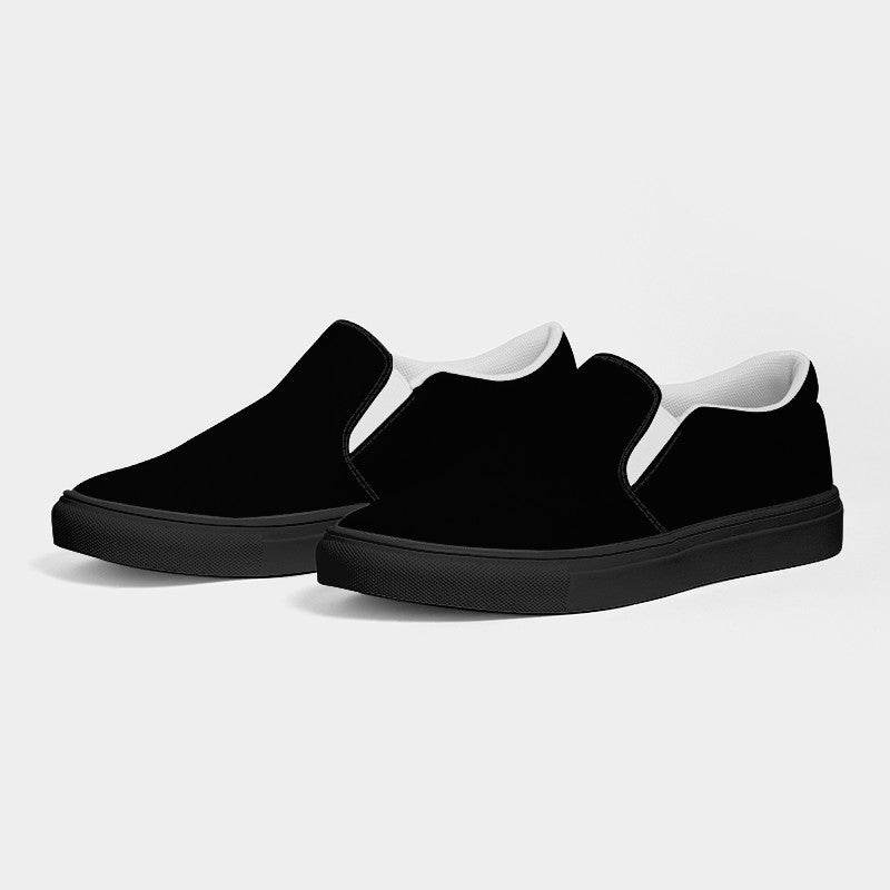 Black Men's Slip-On Canvas Sneakers (N-FN-BL) - Side 3