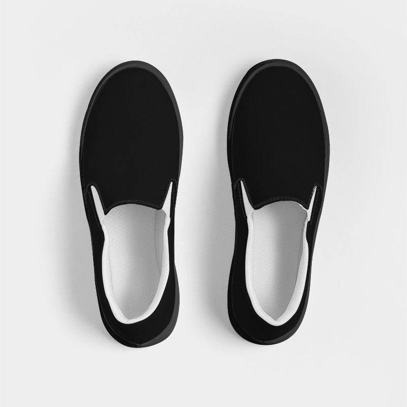 Black Women's Slip-On Canvas Sneakers (N-FN-BL) - Top