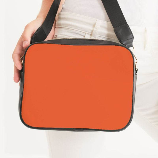 Blaze Orange Crossbody Bag (OR3-BR-ME) - Woman Front CloseUp