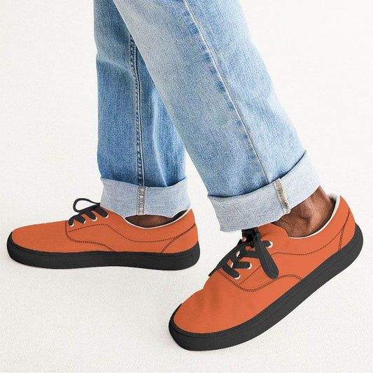 Blaze Orange Men's Canvas Sneakers (OR3-BR-ME) - Man CloseUp