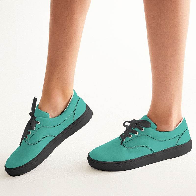 Blue-Green Women's Canvas Sneakers (BG-BR-ME) - Woman CloseUp