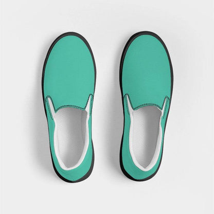 Blue-Green Women's Slip-On Canvas Sneakers (BG-BR-ME) - Top